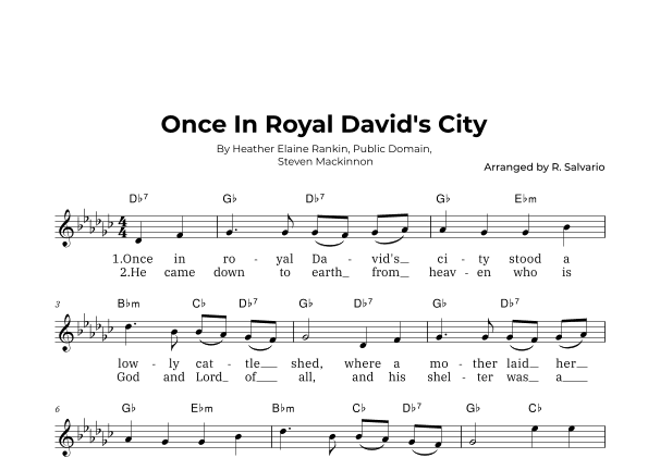 Once In Royal David's City (Key of G-Flat Major) (arr. R. Salvario)