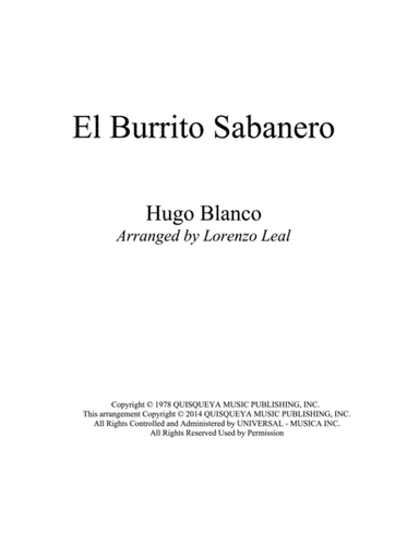 El Burrito Sabanero (mi Burrito Sabanero) (arr. Lorenzo Leal Brizuela)