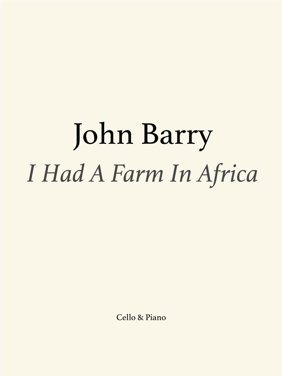 I Had A Farm In Africa (main Title) (arr. Dale Nichols)