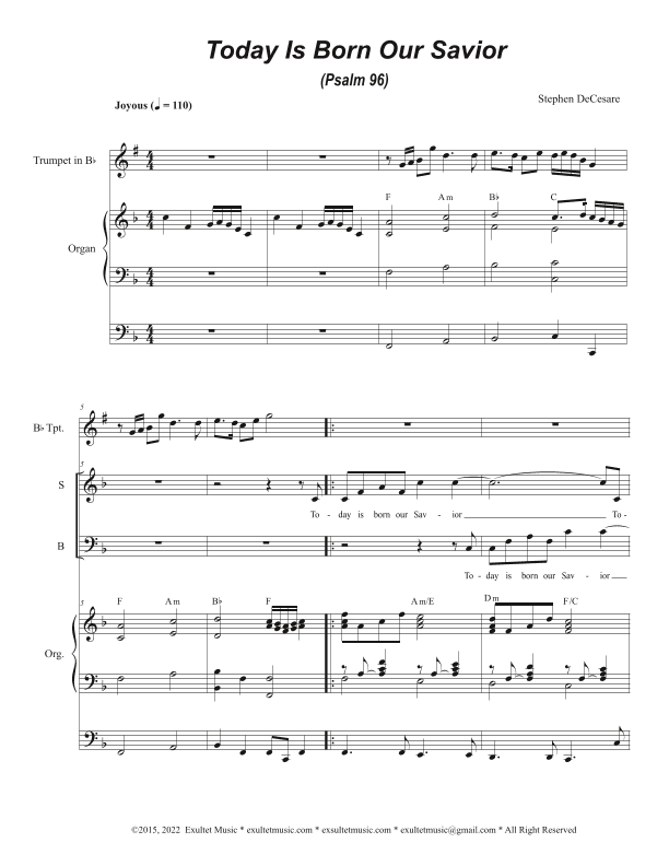Today Is Born Our Savior (Psalm 96) (Vocal Trio - (SAB)