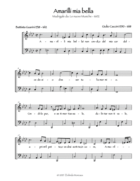 Amarilii, mia bella (Medium Voice) (arr. Melinda Moreaux)