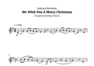 We Wish You a Merry Christmas (for solo soprano recorder) (arr. Rodrigo Faleiros)