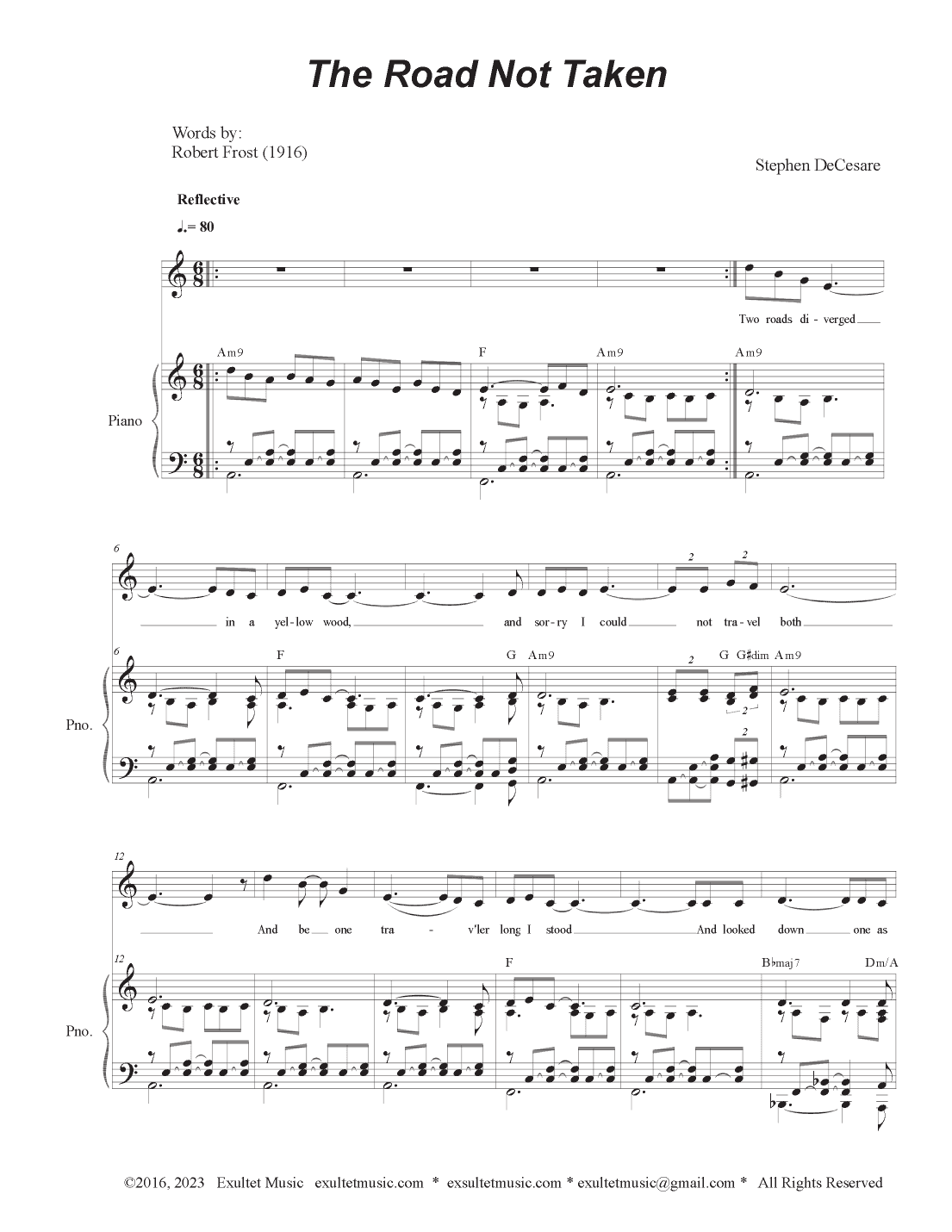 The Road Not Taken (Unison choir)