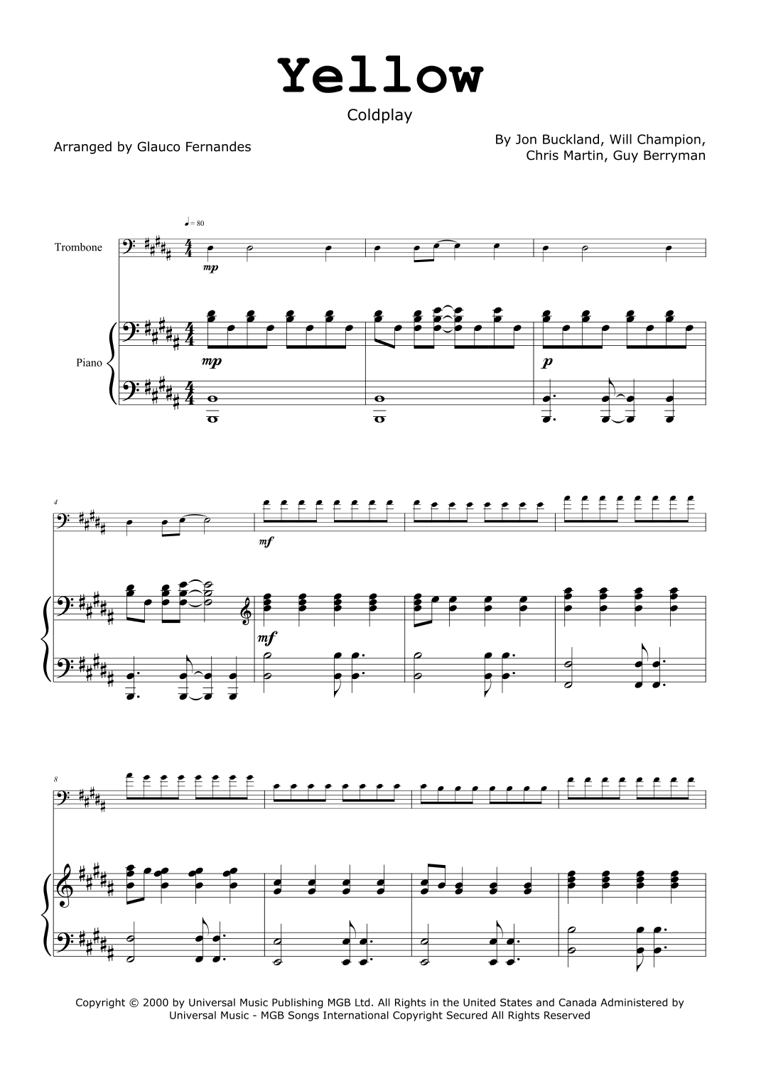Yellow (arr. Glauco Fernandes)