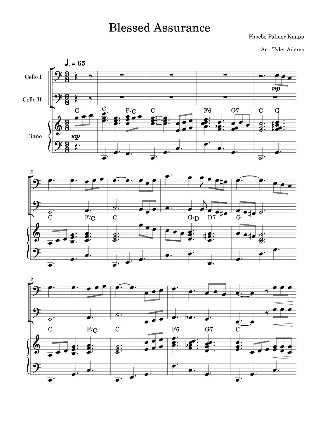 Blessed Assurance (Cello Duet and Piano) (arr. Tyler Adams)