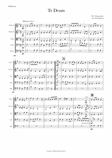 Te Deum M A Carpentier (arr. M Sondered)
