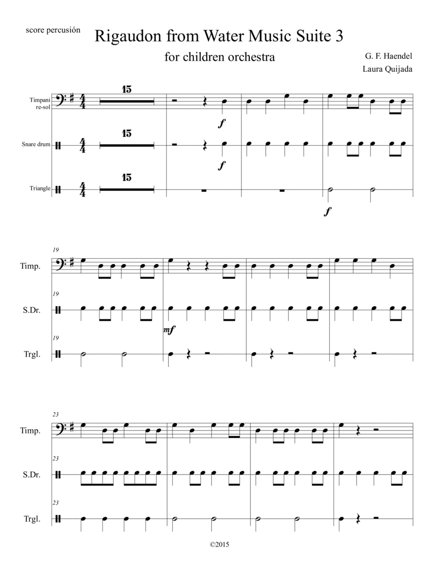 Rigaudon from Water Music Suite 3, abridged. SECTIONS' SCORES. (arr. Laura C. Quijada Ortíz)