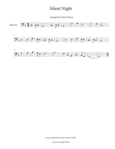 Silent Night - Bassoon (arr. Kevin Busse)