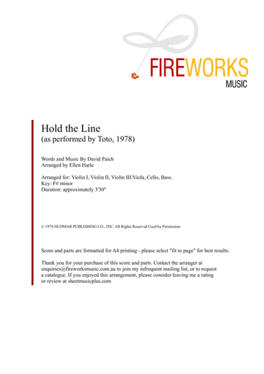 Hold The Line (arr. Ellen Harle)