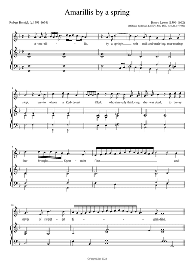 Amarillis by a spring (Ornamented version from MS. Don.c.57) (arr. Early Music Scores)