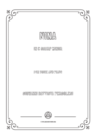 Pergolesi-Nina in c sharp minor,for Voice and Piano (arr. MSM)
