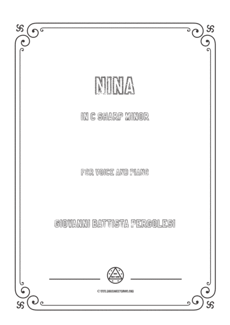Pergolesi-Nina in c sharp minor,for Voice and Piano (arr. MSM)