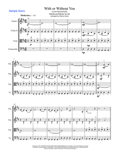 With Or Without You (arr. Sherry Lewis)