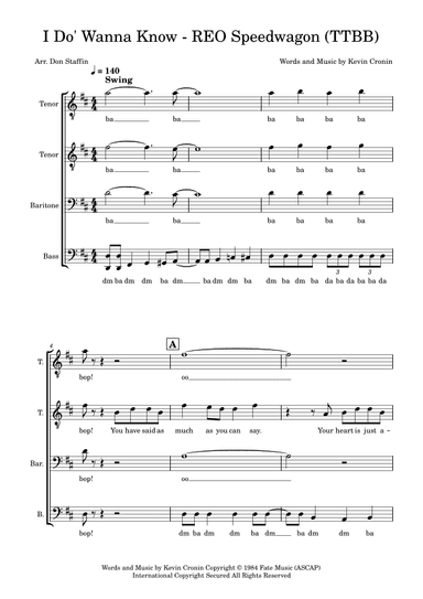 I Do Wanna Know (arr. Don Staffin)