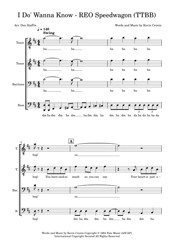 I Do Wanna Know (arr. Don Staffin)