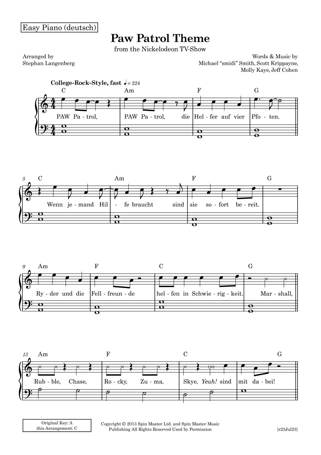 Paw Patrol Theme (arr. Stephan Langenberg)
