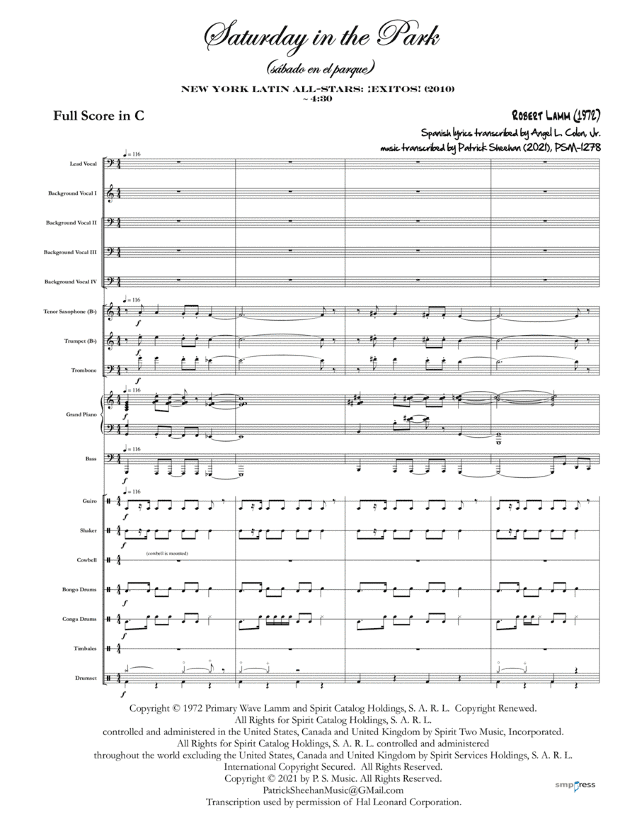 Saturday In The Park (arr. Patrick Sheehan)