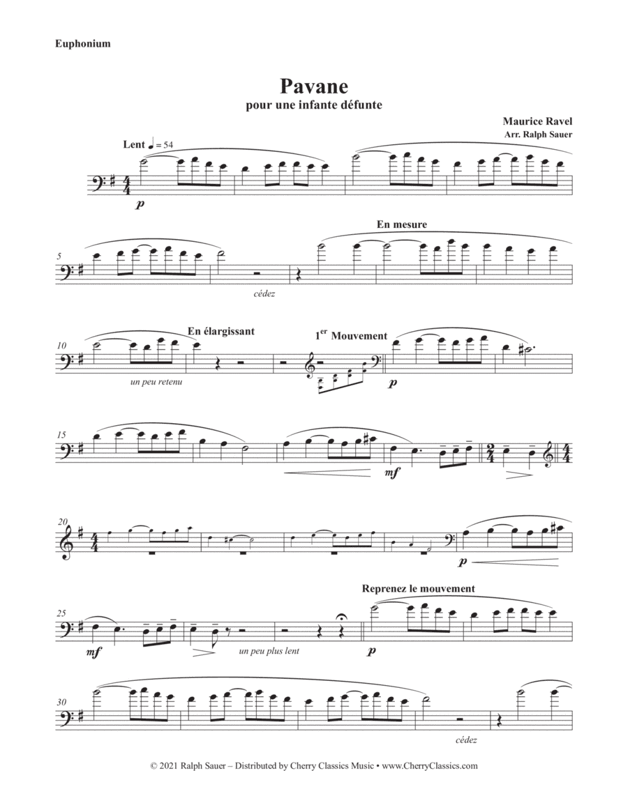 Pavane for Euphonium and Piano (arr. Ralph Sauer)