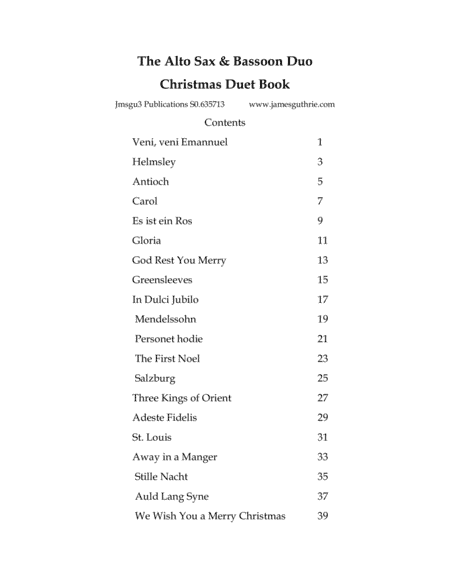 The Alto Sax & Bassoon Christmas Duet Book (arr. James M. Guthrie, ASCAP)