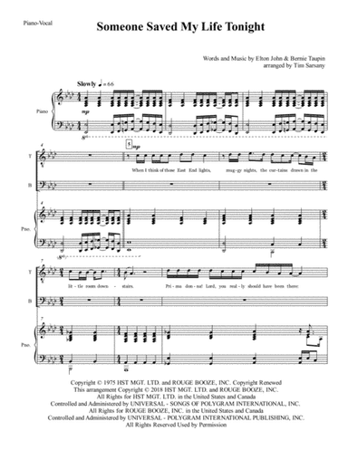 Someone Saved My Life Tonight (arr. Tim Sarsany)