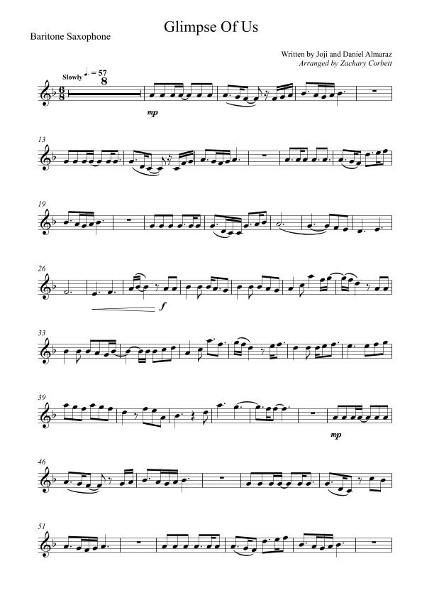 Glimpse Of Us (arr. Zachary Corbett)
