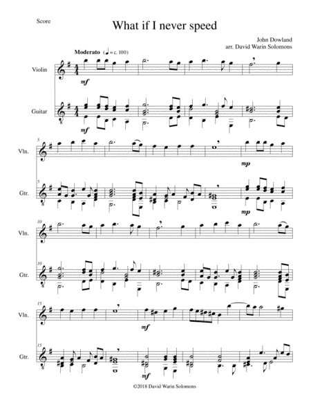 What if I never speed for violin and guitar (arr. David Warin Solomons)