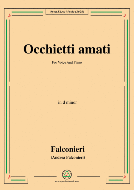 Falconieri-Occhietti amati,in d minor,for Voice and Piano (arr. MSM)