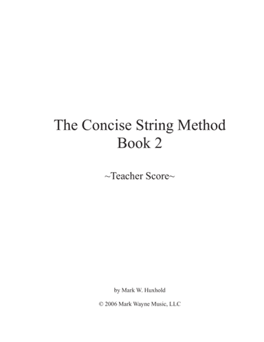 The Concise String Method, Book 2- Teacher's Score
