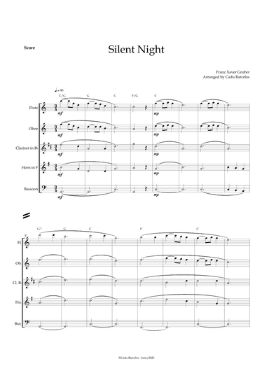 Silent night (Woodwind Quintet) chords (arr. Cadu Barcelos)