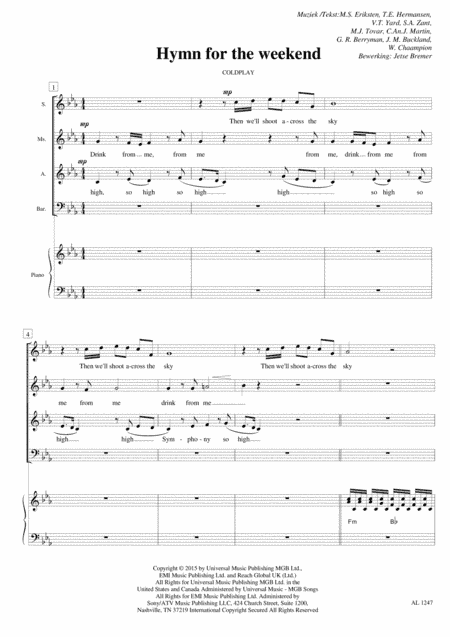 Hymn For The Weekend (arr. Jetse Bremer)