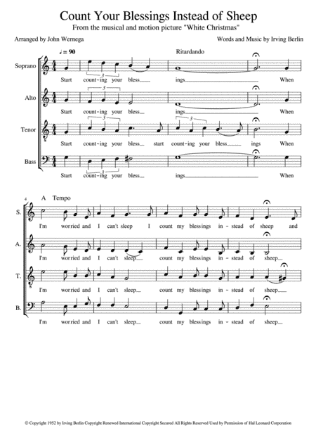 Count Your Blessings Instead Of Sheep (arr. John Wernega)