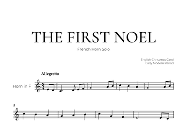 The First Noel (French Horn Solo) - Christmas Carol (arr. Pedro Merendi)