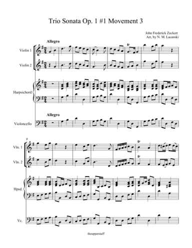 Trio Sonata Op. 1 #1 Movement 3 (arr. Nick Lacanski)
