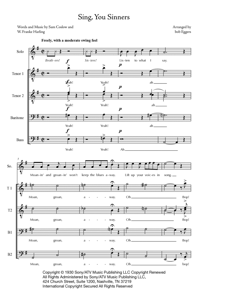 Sing, You Sinners (arr. Bob Eggers)