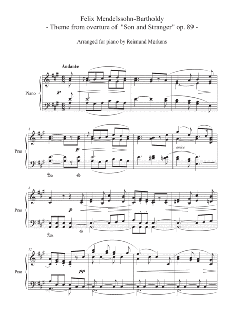 F. Mendelssohn Bartholdy - Son and Stranger (Theme from the overture) (arr. Reimund Merkens)