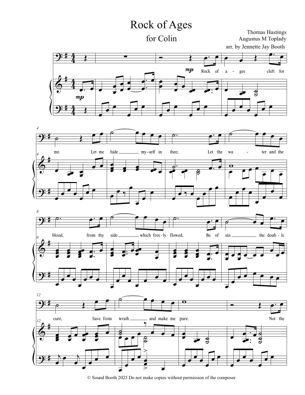 Rock of Ages Vocal Solo (arr. Augustus M Toplady)