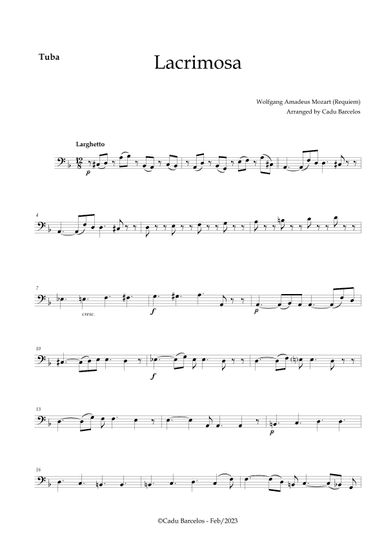 Lacrimosa - Tuba no chords (Mozart) (arr. Cadu Barcelos)