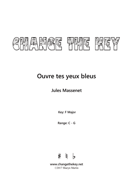 Ouvre tes yeux bleus - F Major (arr. Change the Key)