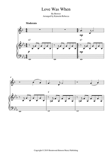 Love Was When (arr. Kaiserin Rebecca)