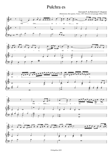 Pulchra es amica mea (with diminutions by Rognoni) (arr. Early Music Scores)
