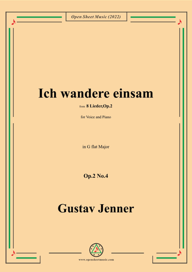 Jenner-Ich wandere einsam,in G flat Major,Op.2 No.4 (arr. OSM Press)