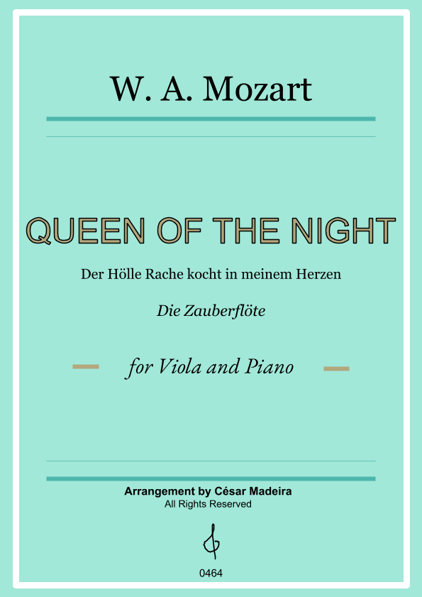 Queen of the Night Aria - Viola and Piano (Full Score and Parts) (arr. César Madeira)