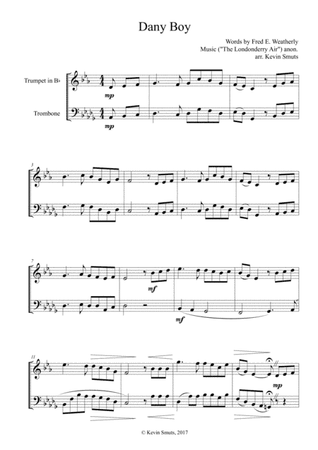 Danny Boy (Duet for Bb Trumpet and Trombone) (arr. Kevin Smuts)