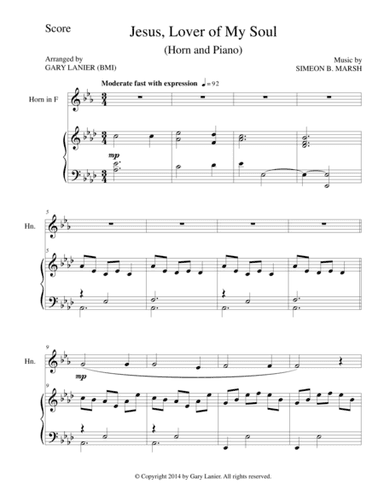 JESUS, LOVER OF MY SOUL (Horn/Piano and Horn Part) (arr. Gary Lanier)