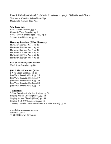 Fun and Fabulous Vocal Exercises & Warm - Ups for Soloists and Choir (Choir) (arr. Kathryn Carpenter)