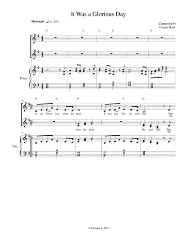 It Was a Glorious Day - Easter - Vocal trio and piano
