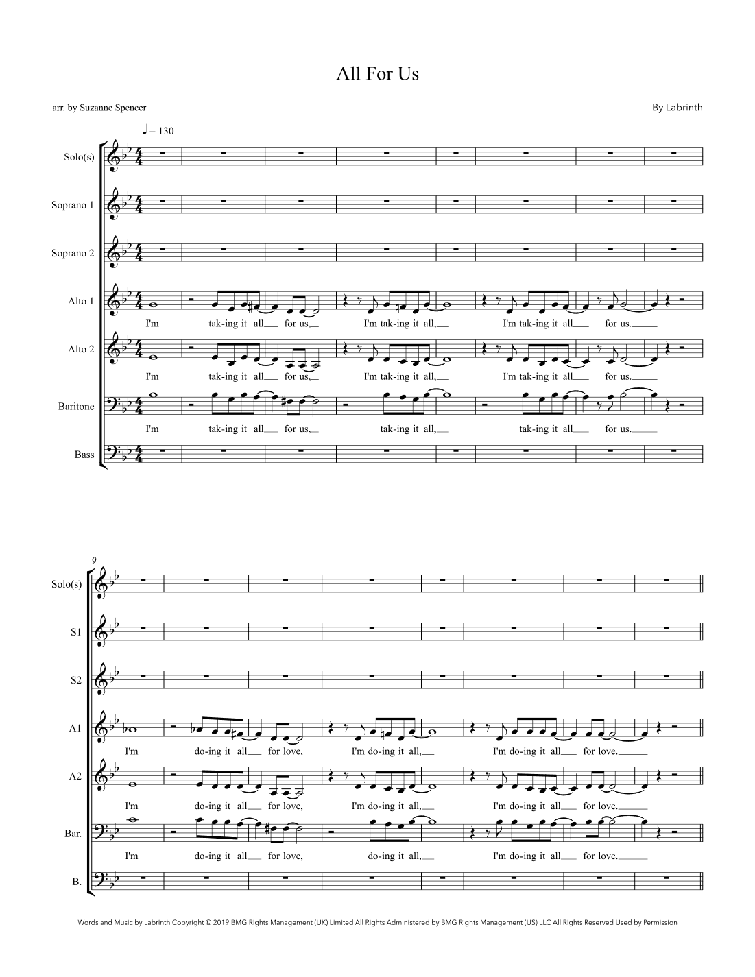 All For Us (arr. Suzanne Spencer)