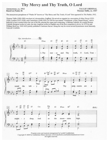 Thy Mercy and Thy Truth, O Lord (arr. Lyndell Leatherman)