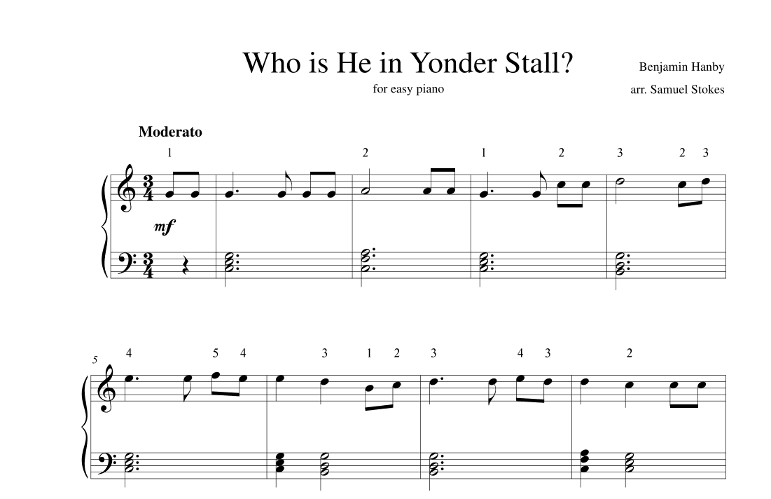Who is He in Yonder Stall? - for easy piano (arr. Samuel Stokes)