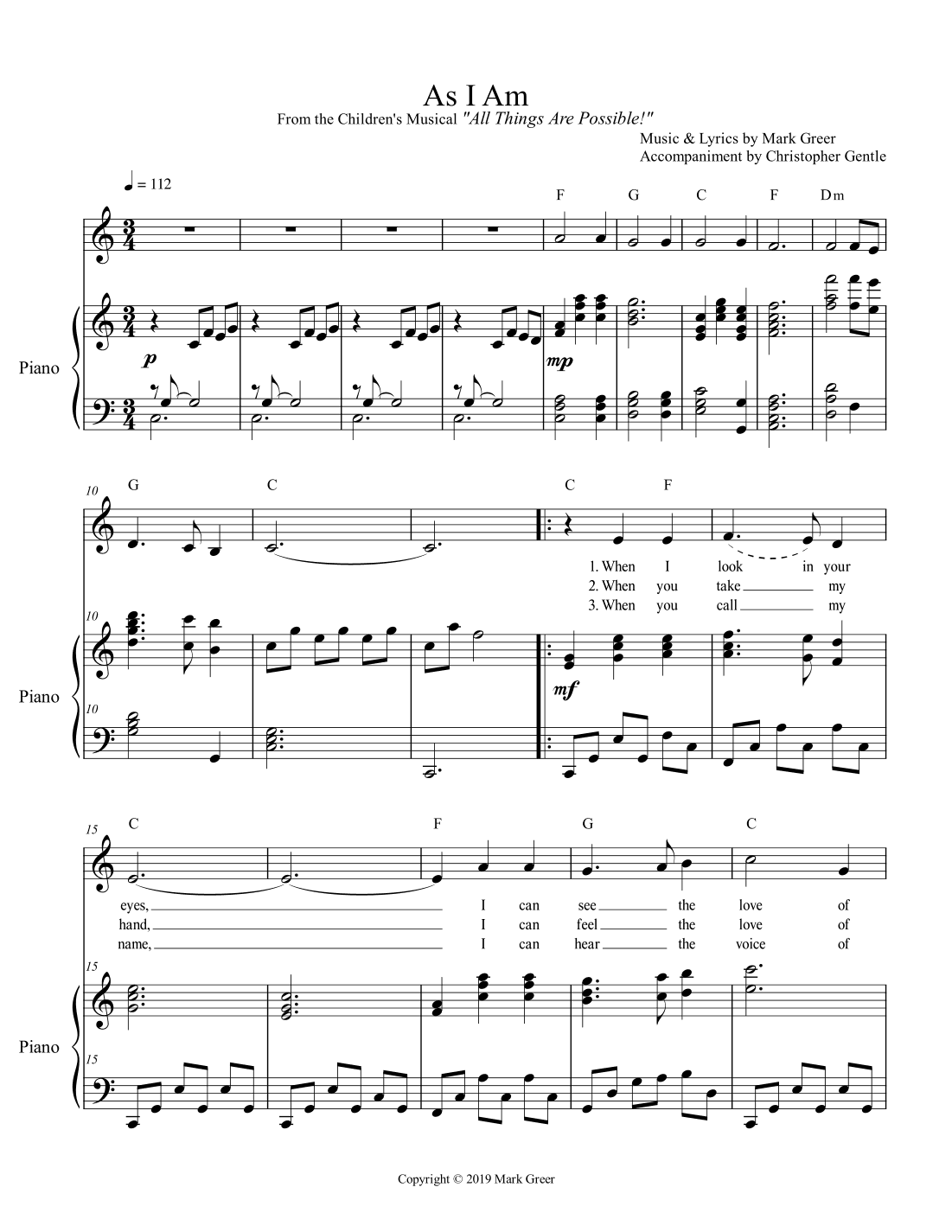 As I Am - from the Christian Children's Musical "All Things Are Possible!"